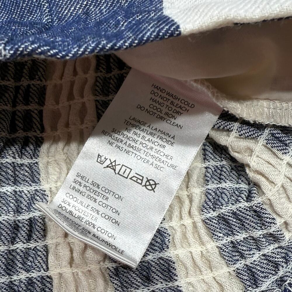 Anthropologie Flat White Striped Strapless Button-Front Cropped Tube Top XL - Picture 5 of 8